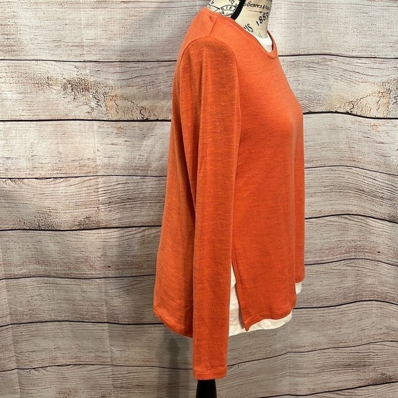 Elliott Lauren Double Layer Knit Top Connected Long Sleeves Crewneck Size XS - Picture 5 of 9
